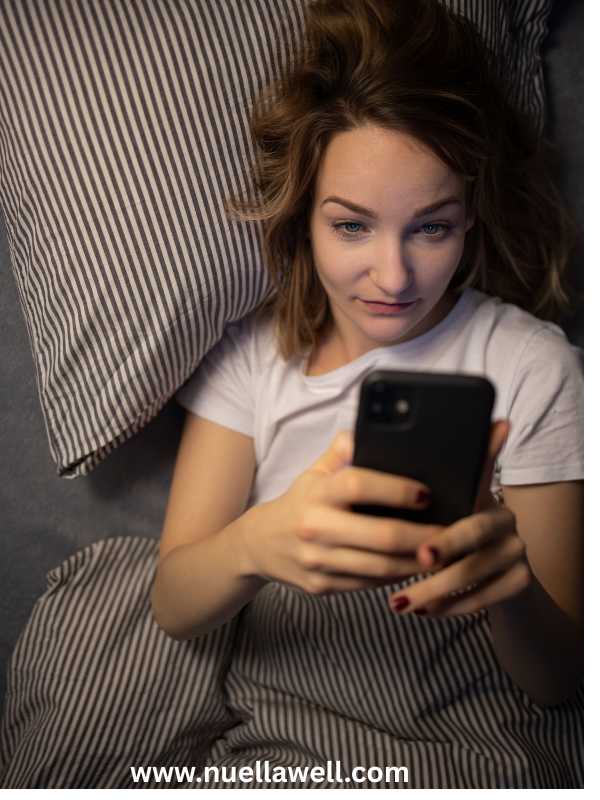 a-mom-pressing-phone-on-the-bed-in-simple-night-routine-for-mom