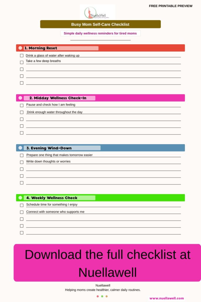 Preview-of-busy-mom-self-care-checklist-printable-with-simple-daily-wellness-reminders