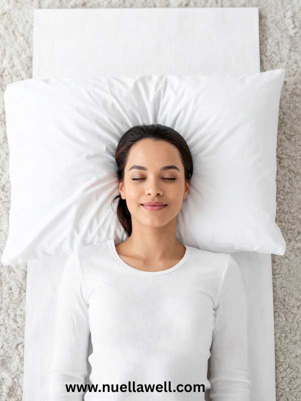 a-mom-on-white-cloth-relaxing-on bed-before-sleep-in-how-busy-moms-can-improve-sleep-naturally