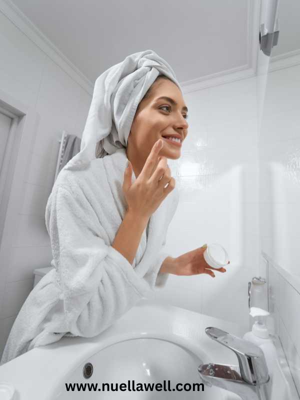 a-mom-doing-skincare-routine-after-a-warm-bath