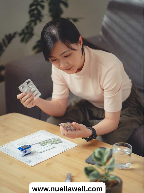 Busy-mom-checking-a-child’s-medicine-label-and-expiry-date-before-school