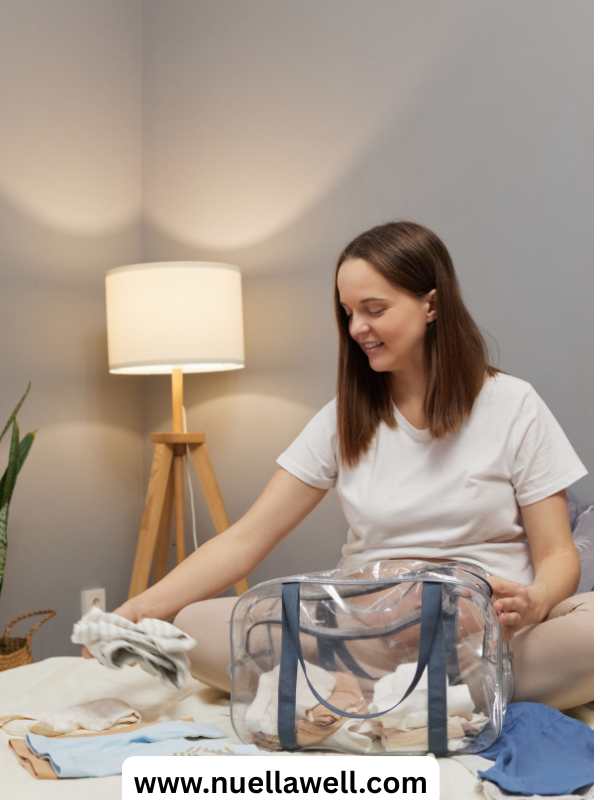 Mom-organizing-postpartum-supplies-in-postpartum-home-preparation-checklist