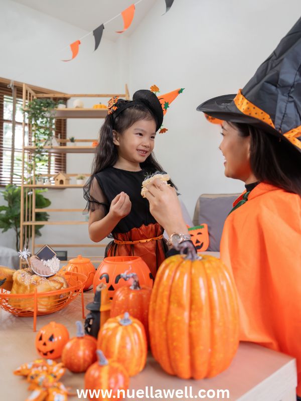 mom-and-child-doing-a-simple-Halloween-craft-at-home